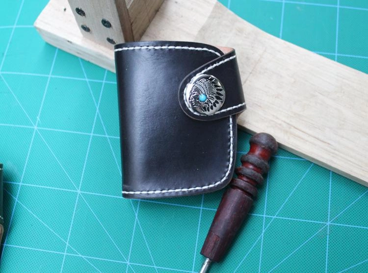 Cool Leather Small Biker Chain Wallet Mens Handmade billfold Chain Wallet Biker Wallet