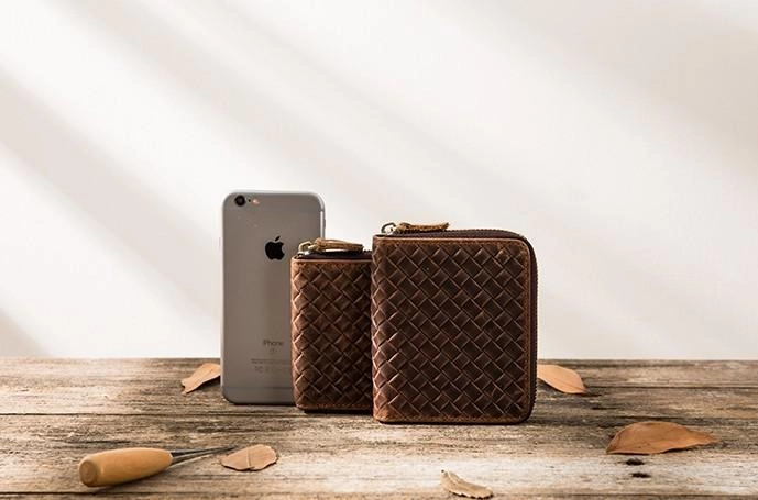 Cool Leather Vintage Mens Small Wallets Zipper billfold Wallets for Men
