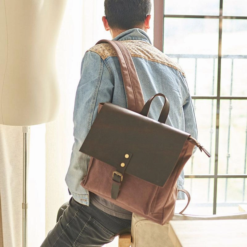 Cool Mens Canvas Backpack Canvas Travel Bag Canvas School Bag for Men