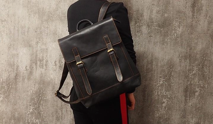 Cool Mens Leather 15inch Laptop Backpack Travel Backpack Leather School Backpacks for Men