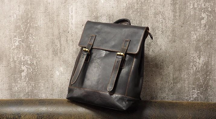 Cool Mens Leather 15inch Laptop Backpack Travel Backpack Leather School Backpacks for Men