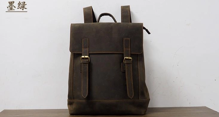 Cool Mens Leather 15inch Laptop Backpack Travel Backpack Leather School Backpacks for Men