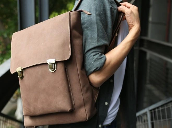 Cool Mens Leather Backpack Travel Backpacks Laptop Backpack for men