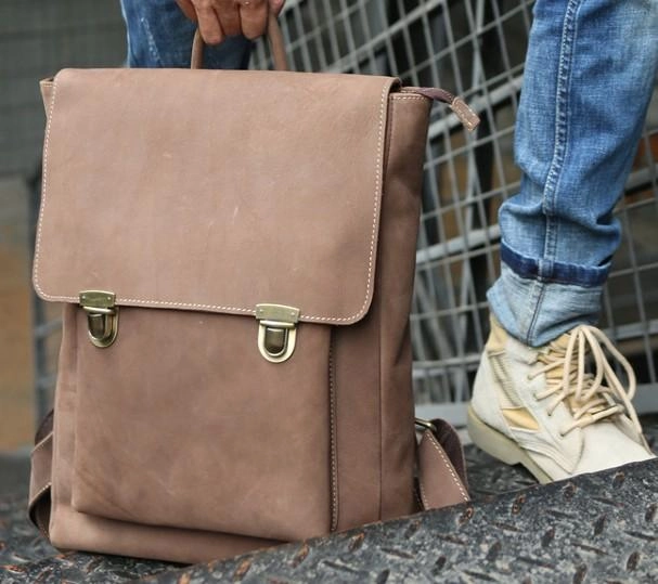 Cool Mens Leather Backpack Travel Backpacks Laptop Backpack for men