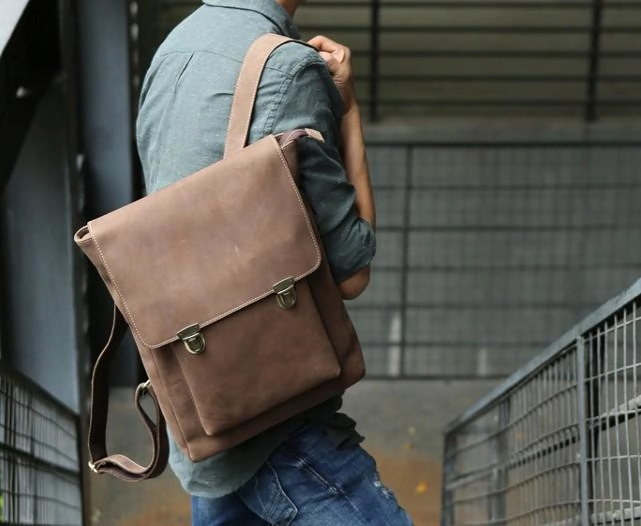 Cool Mens Leather Backpack Travel Backpacks Laptop Backpack for men