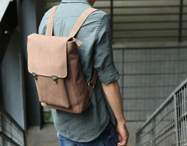 Cool Mens Leather Backpack Travel Backpacks Laptop Backpack for men