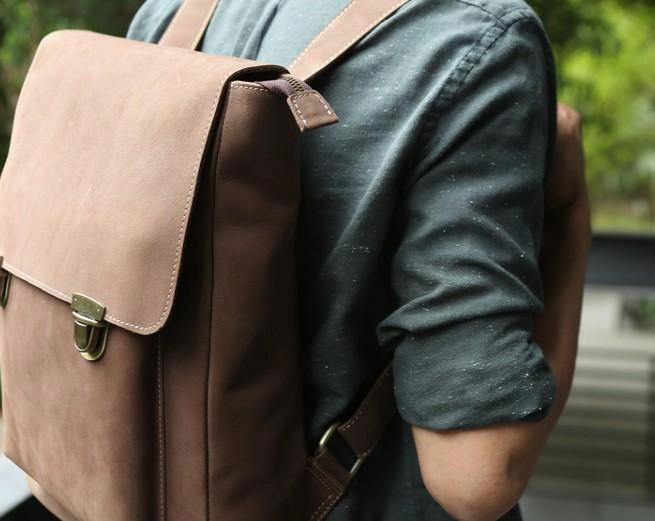 Cool Mens Leather Backpack Travel Backpacks Laptop Backpack for men