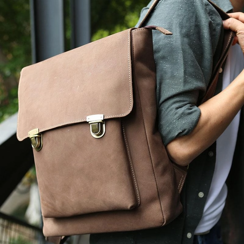 Cool Mens Leather Backpack Travel Backpacks Laptop Backpack for men