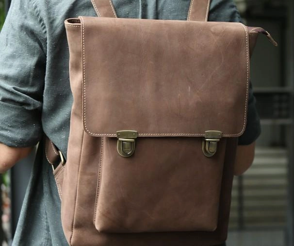 Cool Mens Leather Backpack Travel Backpacks Laptop Backpack for men