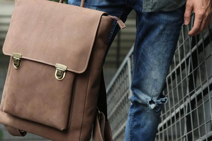 Cool Mens Leather Backpack Travel Backpacks Laptop Backpack for men