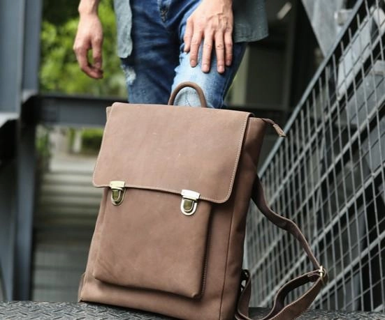 Cool Mens Leather Backpack Travel Backpacks Laptop Backpack for men