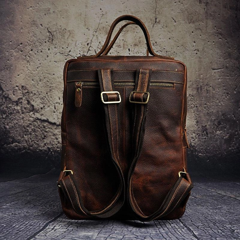 Cool Mens Leather Backpack Vintage Travel Backpack School Backpack for men