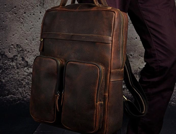 Cool Mens Leather Backpack Vintage Travel Backpack School Backpack for men