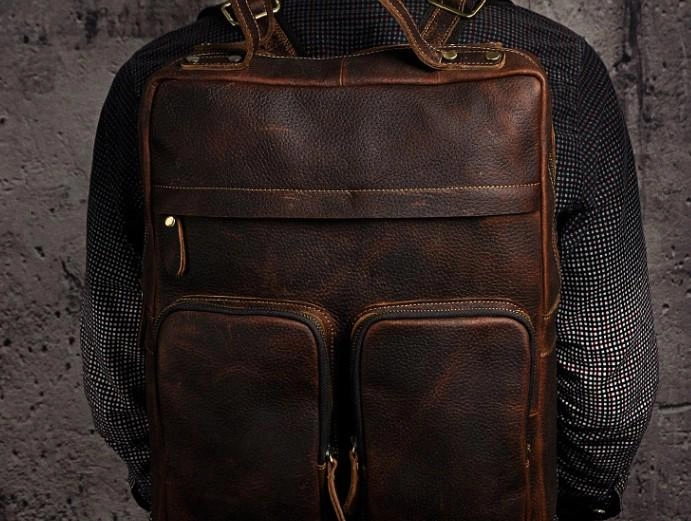 Cool Mens Leather Backpack Vintage Travel Backpack School Backpack for men