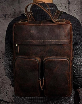 Cool Mens Leather Backpack Vintage Travel Backpack School Backpack for men
