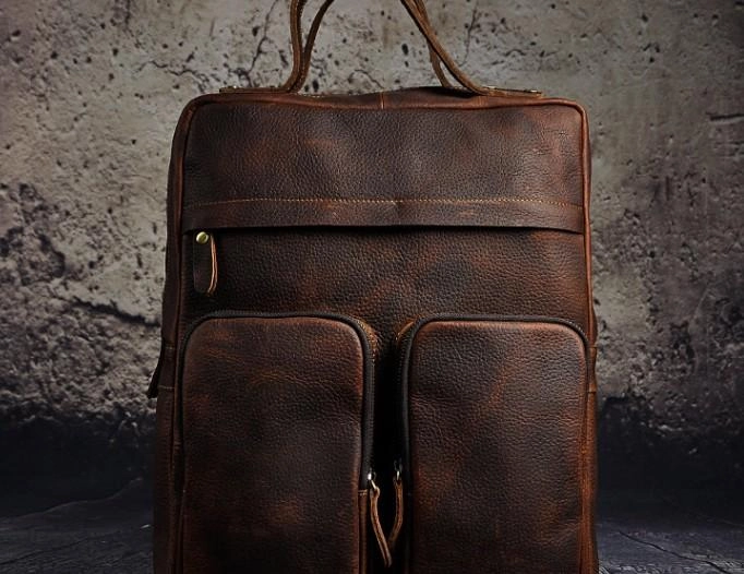 Cool Mens Leather Backpack Vintage Travel Backpack School Backpack for men