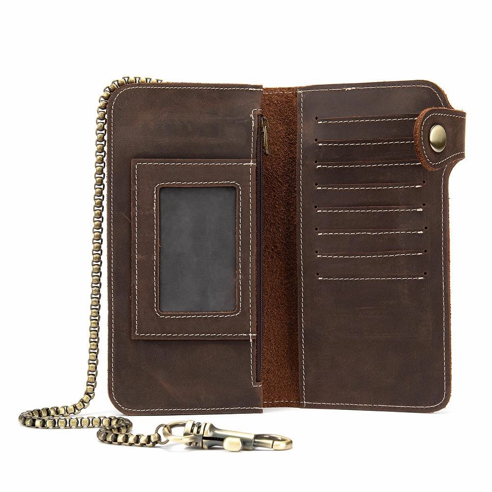 Cool Mens Leather Biker Chain Wallet Chain Wallet Long Biker Wallet for Men