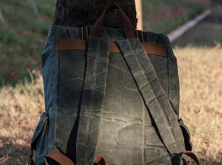 Cool Mens Waxed Large Canvas Backpack Travel Canvas Backpack for Men