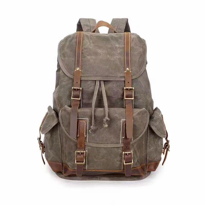 Cool Mens Waxed Large Canvas Backpack Travel Canvas Backpack for Men