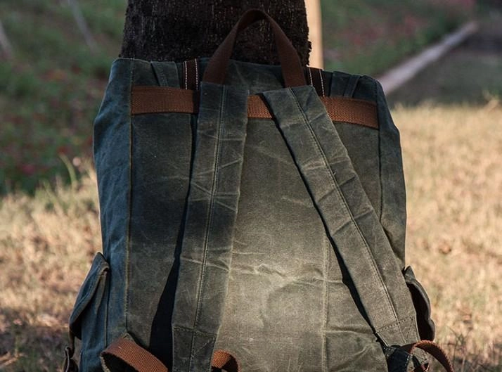 Cool Mens Waxed Large Canvas Backpack Travel Canvas Backpack for Men