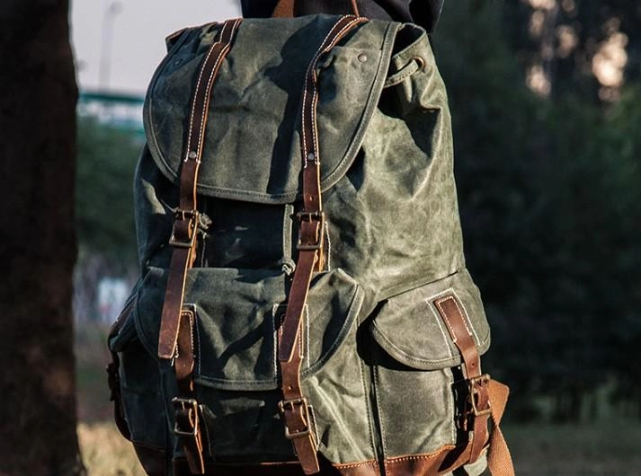 Cool Mens Waxed Large Canvas Backpack Travel Canvas Backpack for Men