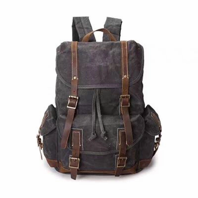 Cool Mens Waxed Large Canvas Backpack Travel Canvas Backpack for Men
