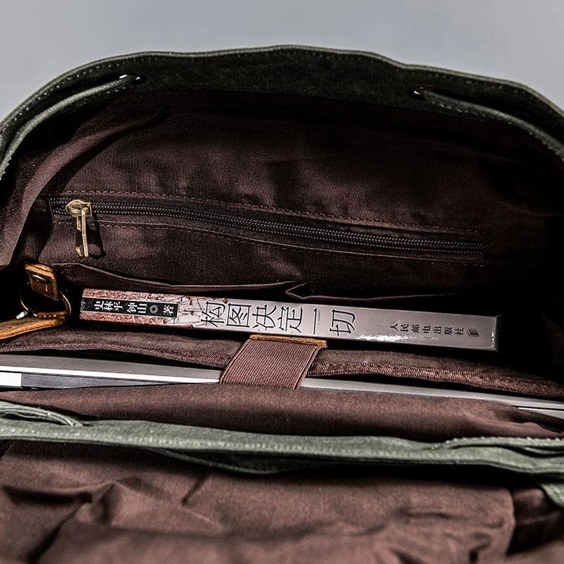 Cool Mens Waxed Large Canvas Backpack Travel Canvas Backpack for Men