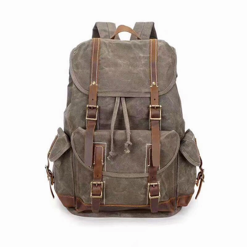 Cool Mens Waxed Large Canvas Backpack Travel Canvas Backpack for Men