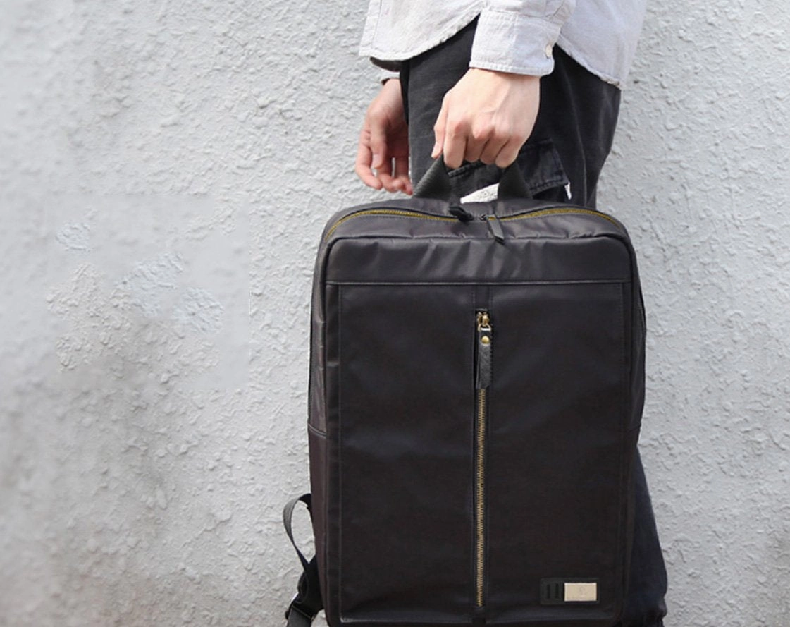 Cool Nylon PVC Men's Casual Black 14'' Travel Backpack Computer Backpack For Men
