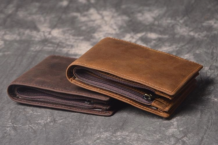 Cool RFID Leather Mens Bifold Small Wallet billfold Wallet Front Pocket Wallets for Men