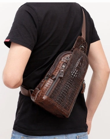 Cool Sling Bag Mens One Strap Backpack Leather Crossbody Backpack For Men