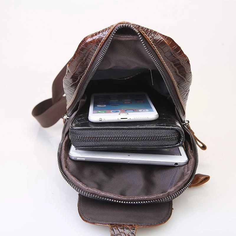 Cool Sling Bag Mens One Strap Backpack Leather Crossbody Backpack For Men