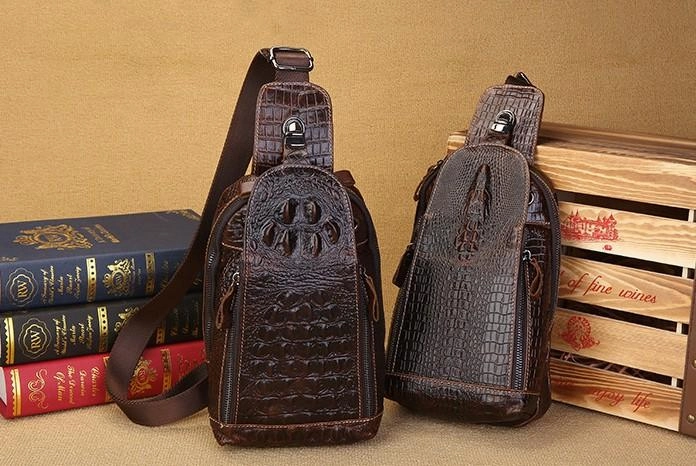 Cool Sling Bag Mens One Strap Backpack Leather Crossbody Backpack For Men