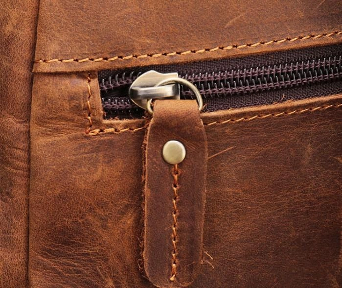 Cool Vintage Brown Leather Chest Bag Sling Bags Crossbody Sling Bag One Shoulder Backpack For Men