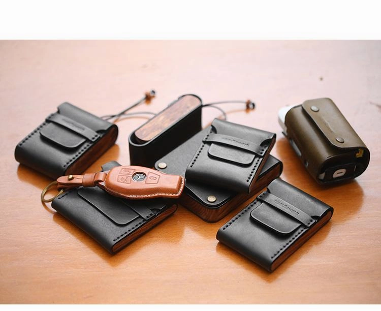 Cool Wooden Leather Black Mens Wallet Small Card Holder Coin Wallet for Men