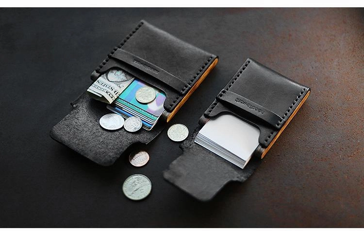 Cool Wooden Leather Black Mens Wallet Small Card Holder Coin Wallet for Men
