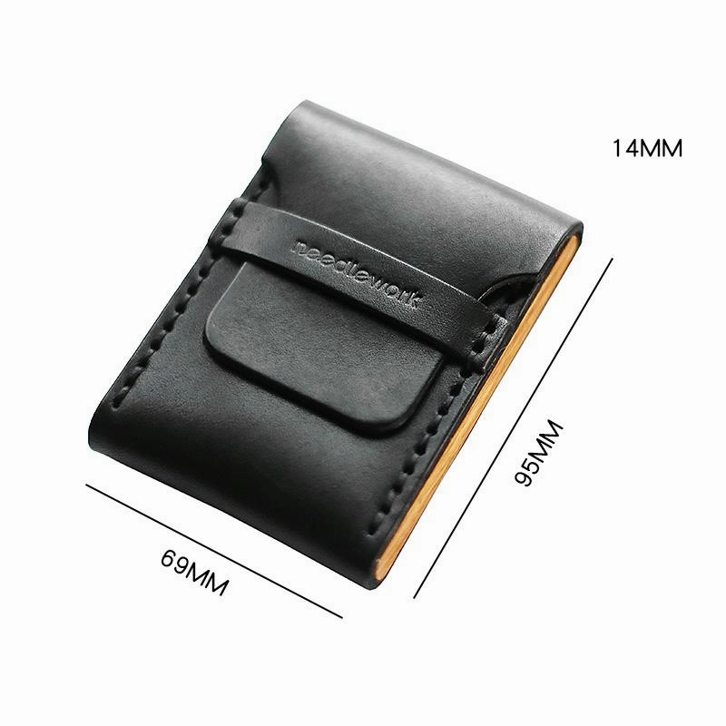 Cool Wooden Leather Black Mens Wallet Small Card Holder Coin Wallet for Men