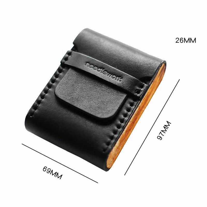 Cool Wooden Leather Black Mens Wallet Small Card Holder Coin Wallet for Men