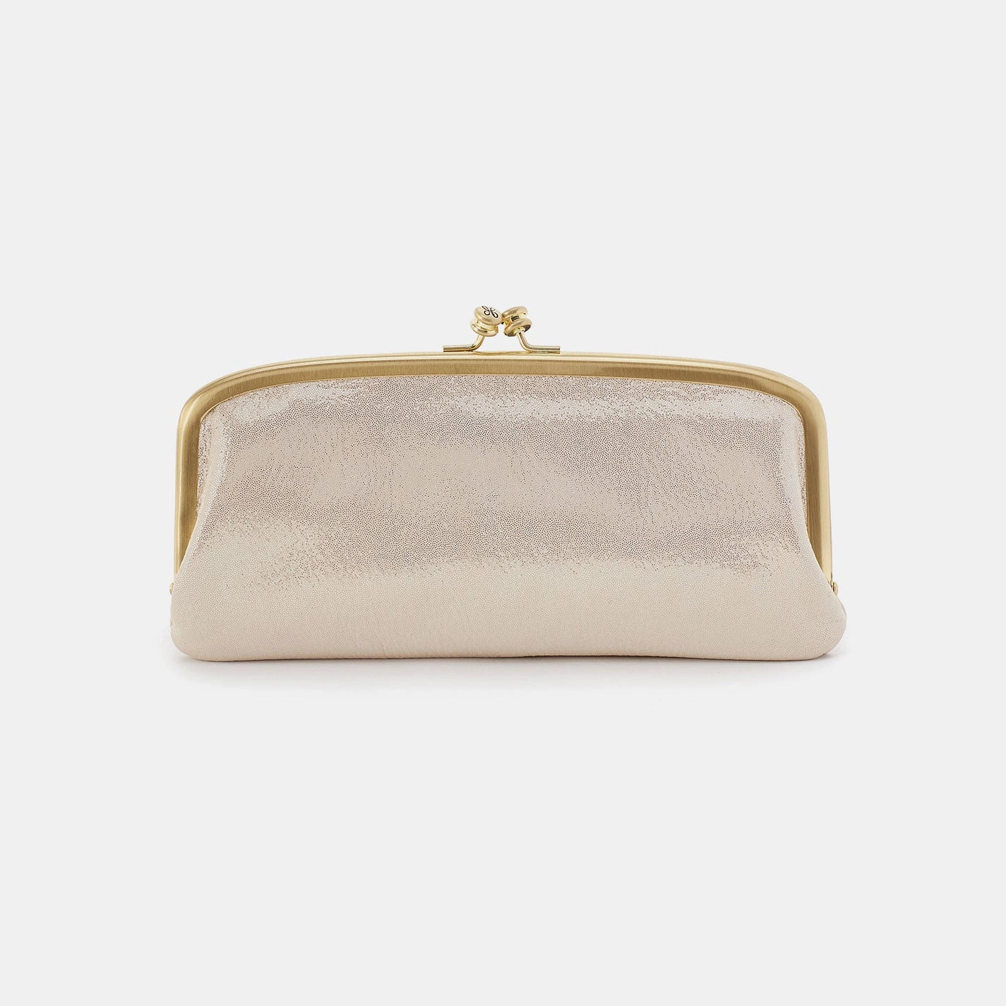 Cora Large Frame Wallet In Metallic Leather - Sand Shimmer