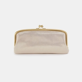 Cora Large Frame Wallet In Metallic Leather - Sand Shimmer