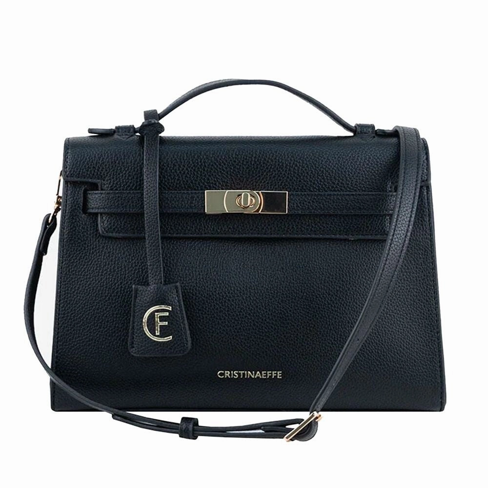 CRISTINAEFFE Black Artificial Leather Crossbody Women's Bag