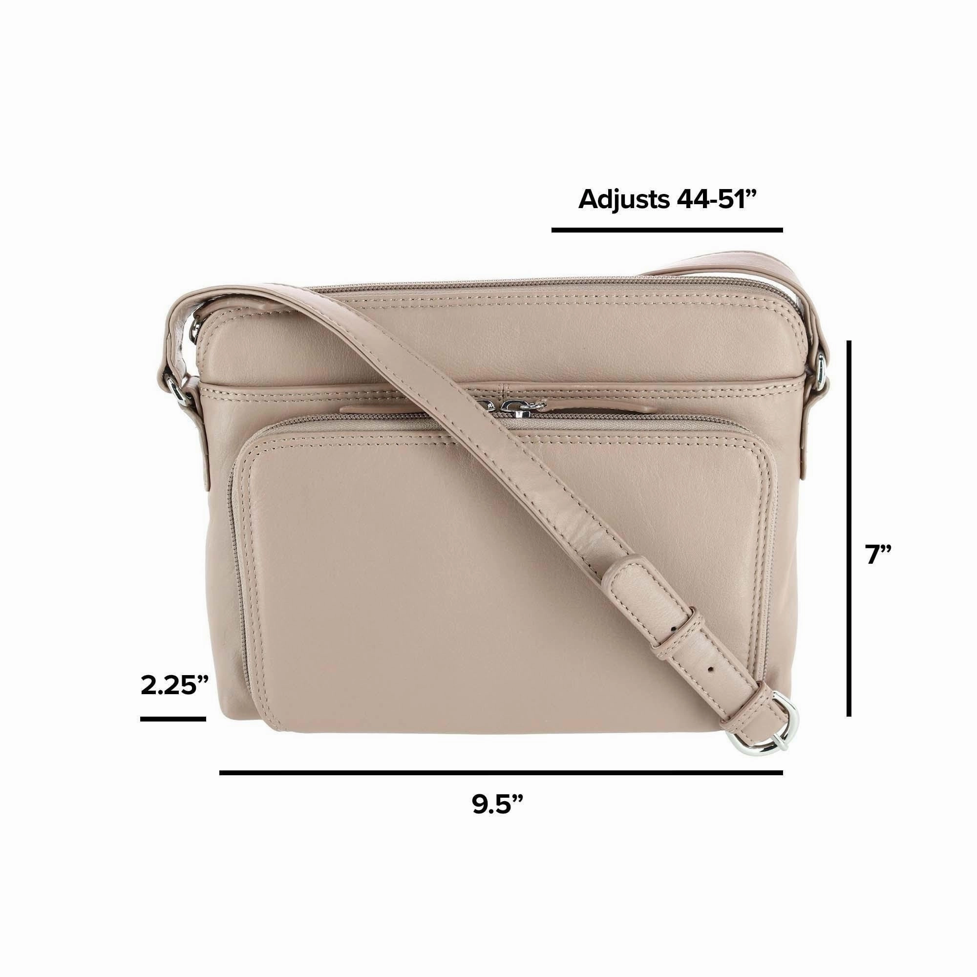 CTM Women's Leather Shoulder Bag Purse with Side Organizer