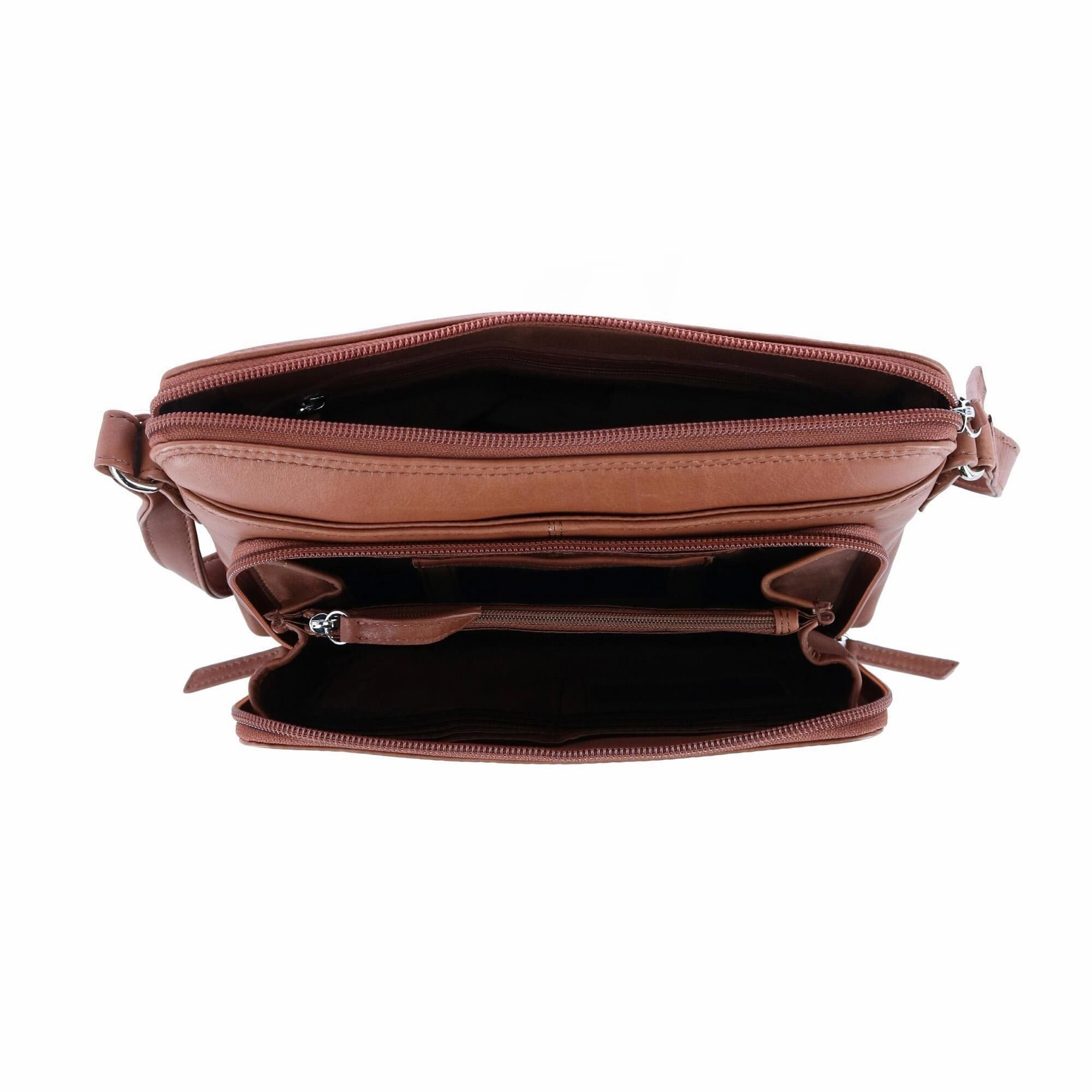 CTM Women's Leather Shoulder Bag Purse with Side Organizer