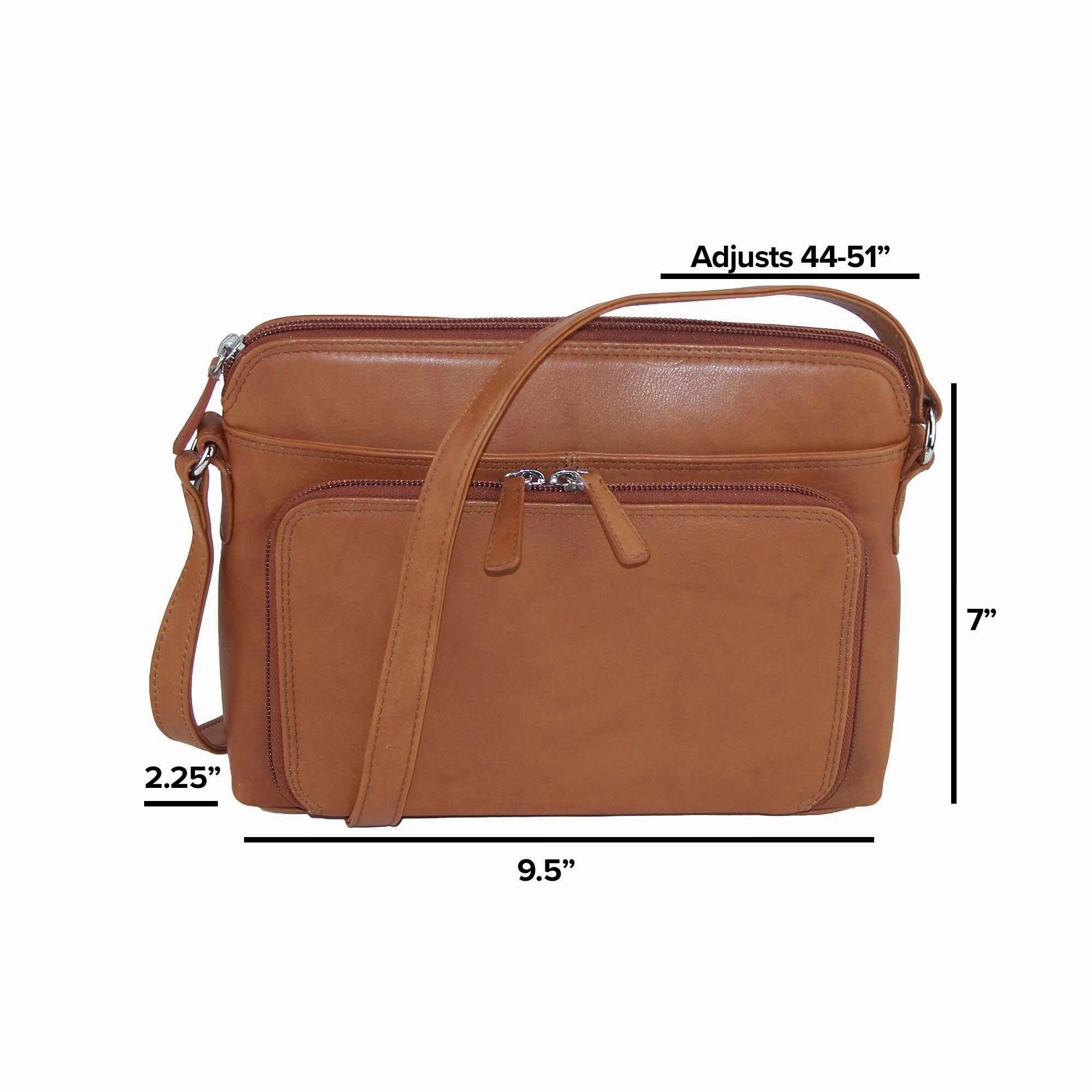 CTM Women's Leather Shoulder Bag Purse with Side Organizer