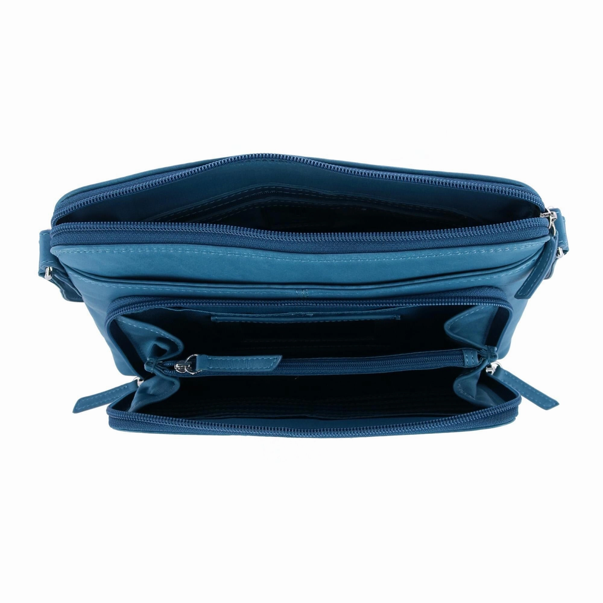 CTM Women's Leather Shoulder Bag Purse with Side Organizer