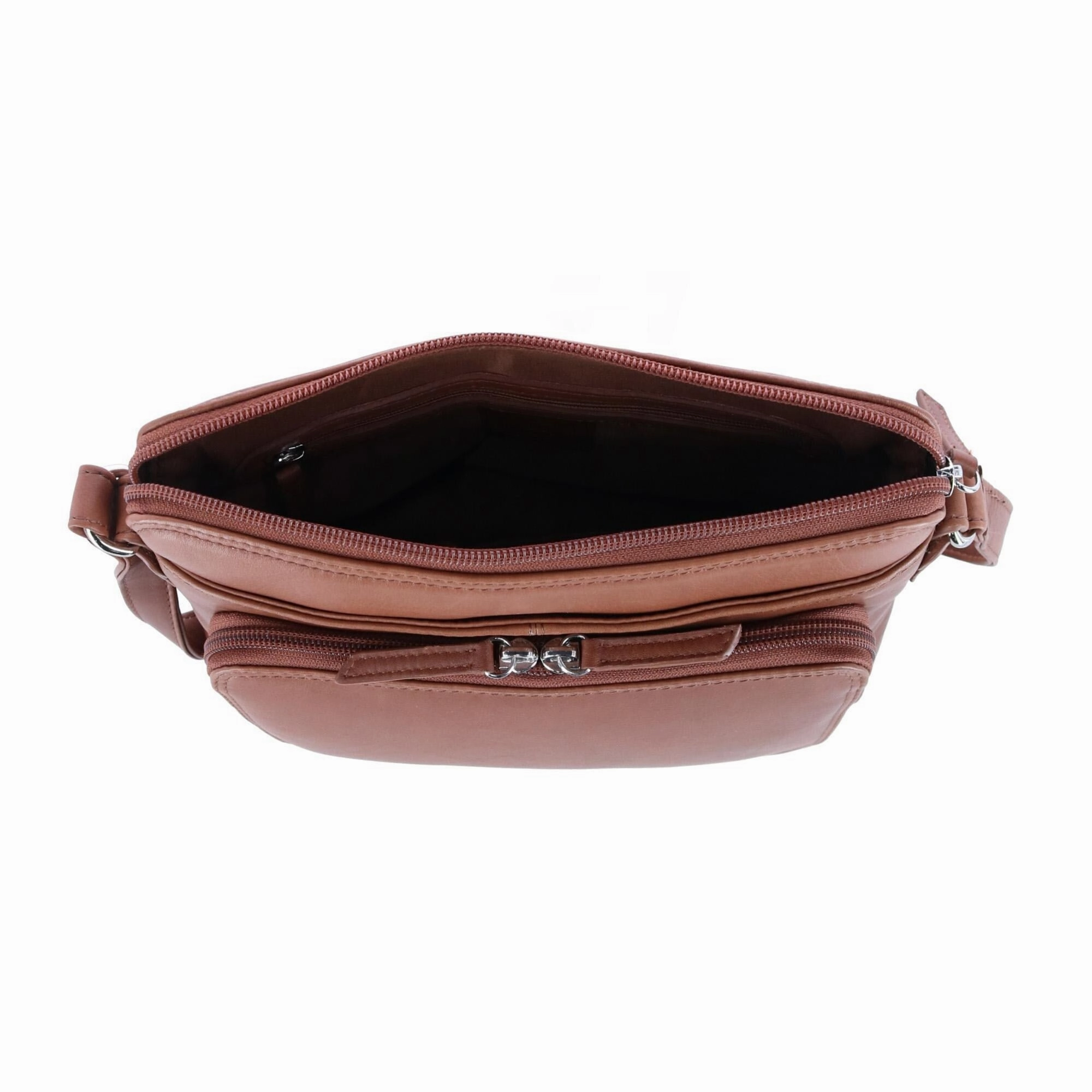 CTM Women's Leather Shoulder Bag Purse with Side Organizer