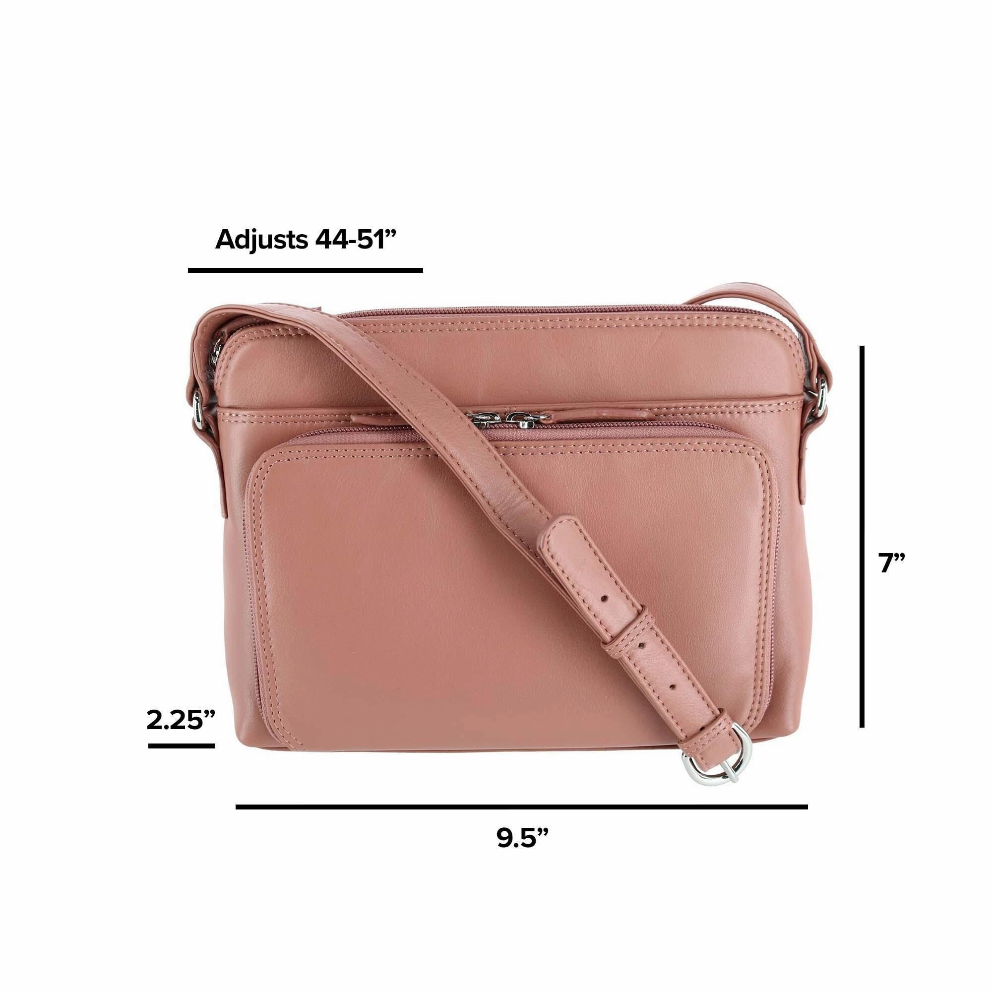 CTM Women's Leather Shoulder Bag Purse with Side Organizer