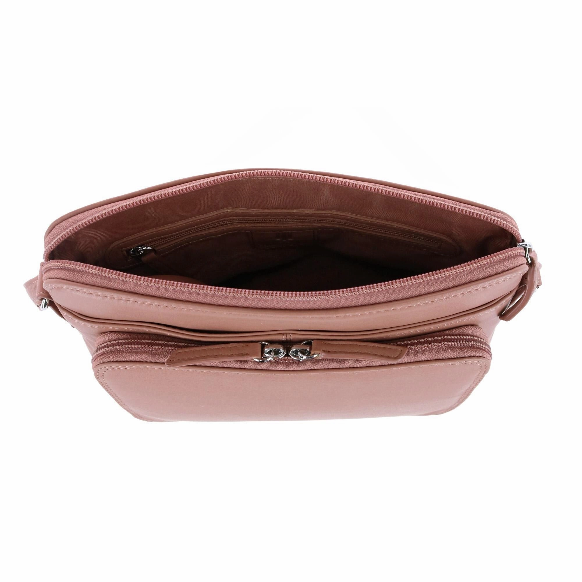 CTM Women's Leather Shoulder Bag Purse with Side Organizer