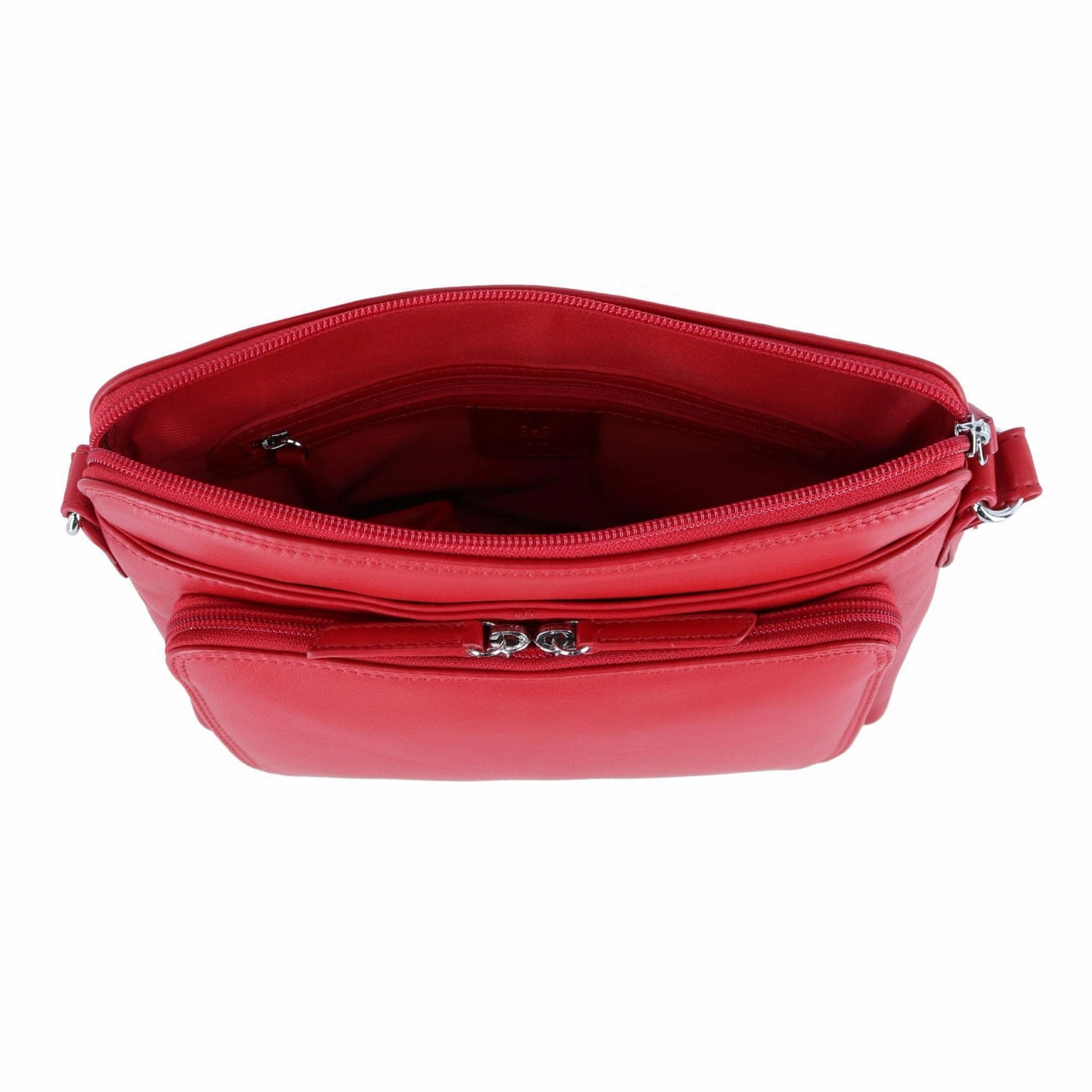 CTM Women's Leather Shoulder Bag Purse with Side Organizer