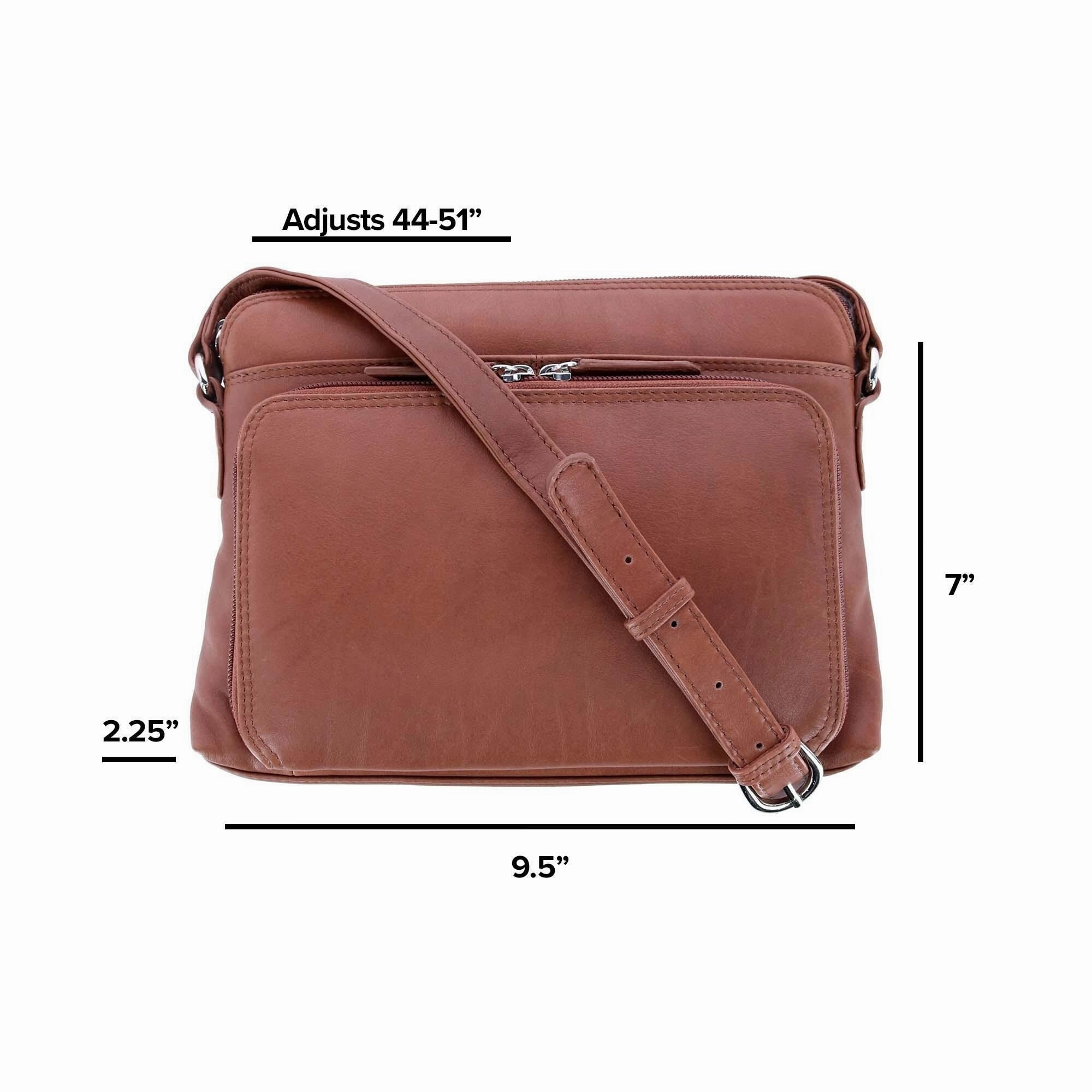 CTM Women's Leather Shoulder Bag Purse with Side Organizer
